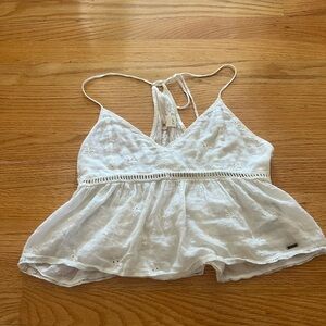 Hollister white tie up babydoll tank top